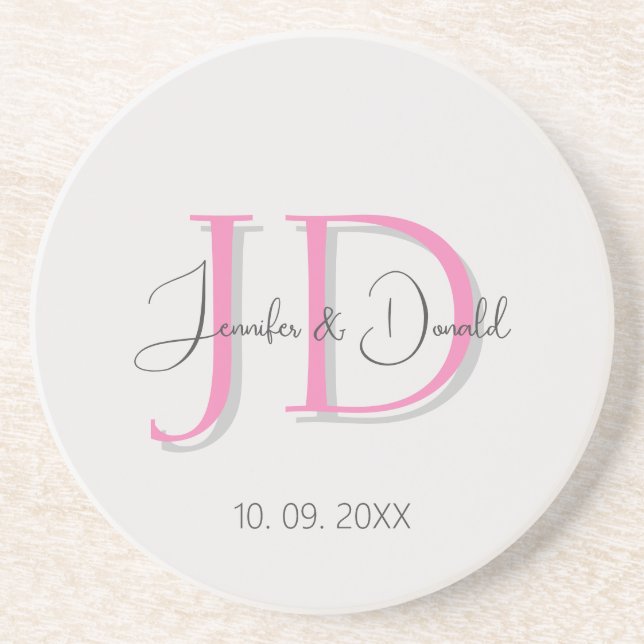 Dessous De Verre En Grès Calligraphie tendance monogramme de script classiq (Devant)