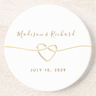 Dessous De Verre En Grès Calligraphy Gold Wedding Coaster