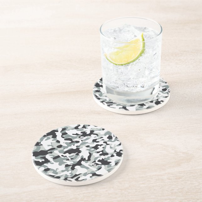 Dessous De Verre En Grès Camouflage de poussière de neige (Côté)