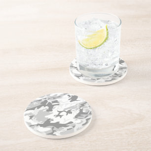 Dessous De Verre En Grès Camouflage gris neige d'hiver, Militaire, Armée