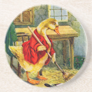 Dessous De Verre En Grès Canard des années 1930 balayant le sol