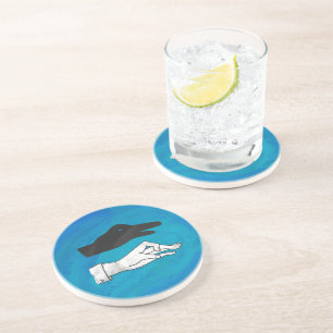 Dessous De Verre En Grès Canard noir sur bleu