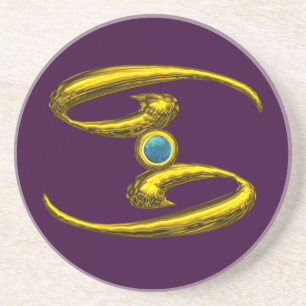Dessous De Verre En Grès CANCER ZODIAC ANNIVERSAIRE JEWEL Bleu Opale, Viole