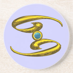 Dessous De Verre En Grès CANCER ZODIAC ANNIVERSAIRE JEWEL Blue Opale,