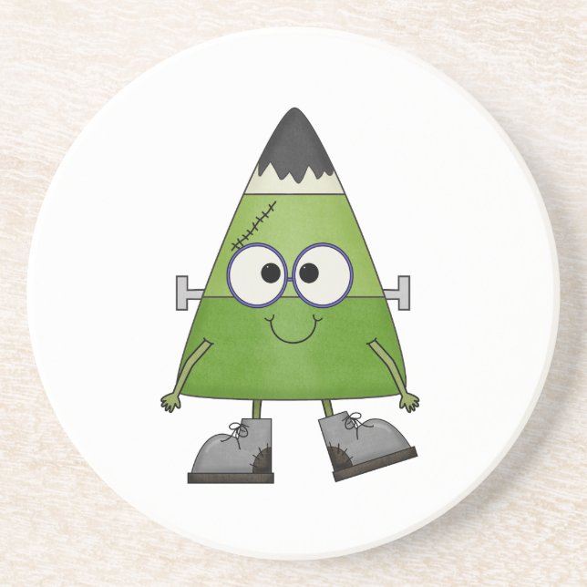 Dessous De Verre En Grès Candy Corn Frankenstein Halloween (Devant)