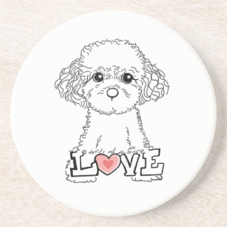 Dessous De Verre En Grès Caniche avec amour