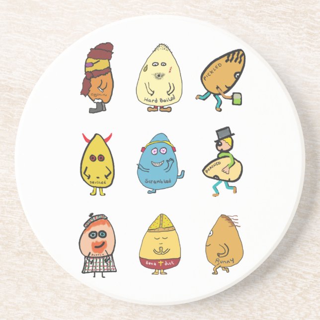 Dessous De Verre En Grès Canons à oeufs amusants (Devant)