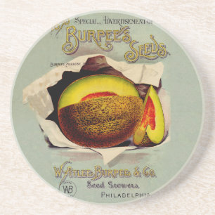 Dessous De Verre En Grès Cantaloupe Semences Publicité Art Antique