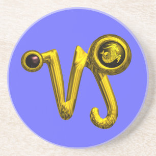 Dessous De Verre En Grès CAPRICORN ZODIAC ANNIVERSAIRE JEWEL Or, Onyx Noir