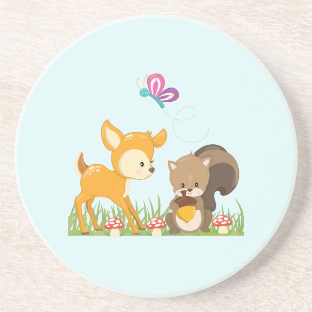 Dessous De Verre En Grès Caricature en bois mignon (Devant)