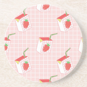 Dessous De Verre En Grès Caricatures de Lait de fraise : Motif
