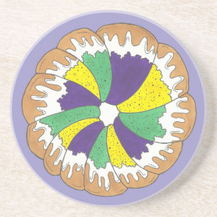 Dessous De Verre En Grès Carnaval King Cake New Orleans NOLA Mardi Gras