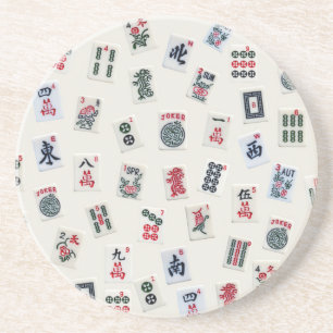 Dessous De Verre En Grès Carreaux de Mahjong sur badge pastel Dessous de ve