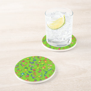Dessous De Verre En Grès Carreaux de Motif Animaux Abstraits