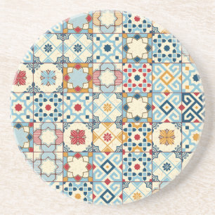 Dessous De Verre En Grès Carrelage marocain, motif sans couture colorée.