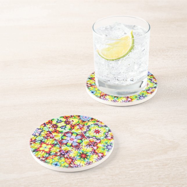Dessous De Verre En Grès Carrelage méditerranéen, Carreaux d'encre d'alcool (Côté)