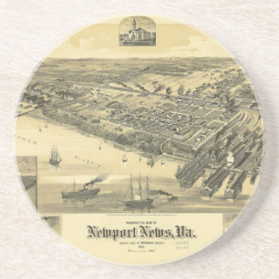 Dessous De Verre En Grès Carte 1891 du comté de la Virginie Warwick de