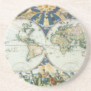 Dessous De Verre En Grès Carte ancienne du monde antique vintage par Pieter