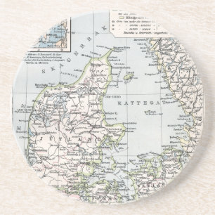 Dessous De Verre En Grès Carte antique du Danemark, Danmark en danois, 1905