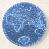Carte antique du monde dans le bleu