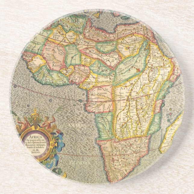 Dessous De Verre En Grès Carte antique du monde de Gerardus Mercator de l'A (Devant)