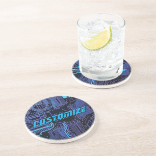 Dessous De Verre En Grès Carte de circuit électronique bleu PCB personnalis