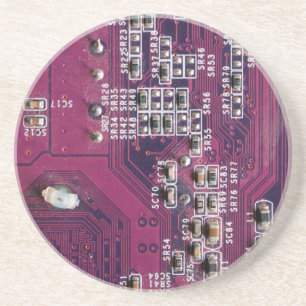 Dessous De Verre En Grès Carte de circuit électronique rouge