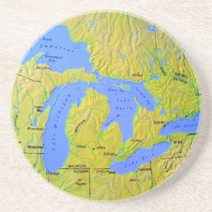 Dessous De Verre En Grès Carte de la conception de Great Lakes