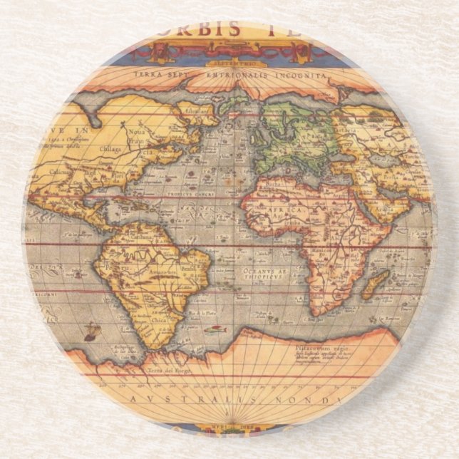 Dessous De Verre En Grès Carte du monde à partir de 1601 (Devant)