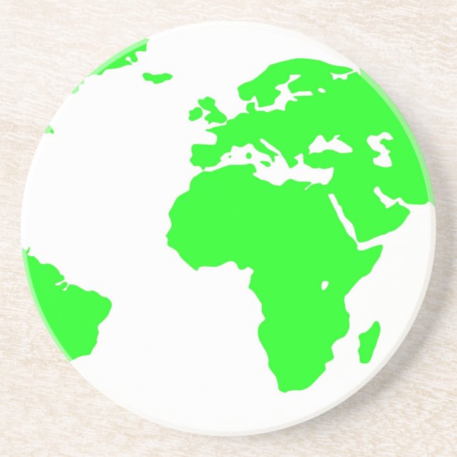 Dessous De Verre En Grès Carte du monde blanc vert (Devant)