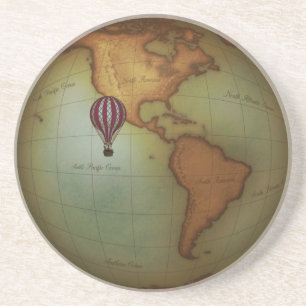 Dessous De Verre En Grès Carte du monde néo-victorien Bulle à air chaud S