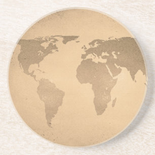 Dessous De Verre En Grès carte du monde vintage