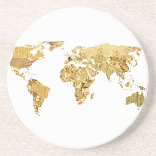 Dessous De Verre En Grès Carte Gold Foil