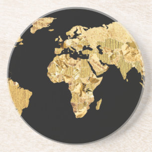 Dessous De Verre En Grès Carte Gold Foil