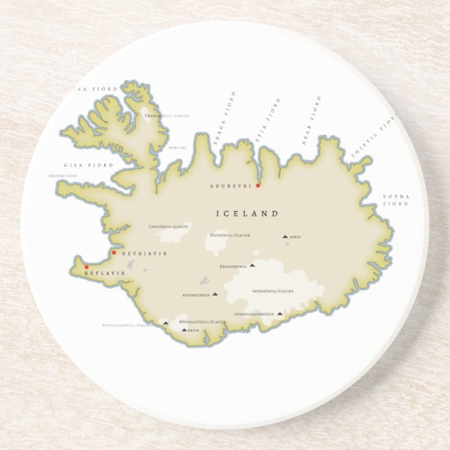 Dessous De Verre En Grès Carte illustrée de Islande Trivet (Devant)