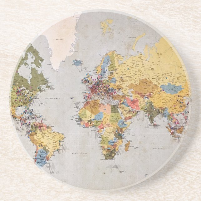 Dessous De Verre En Grès carte mondiale (Devant)