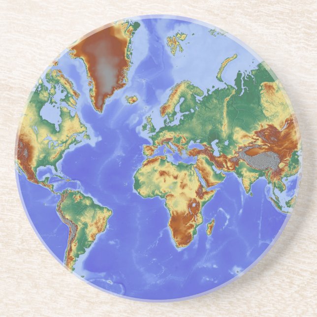 Dessous De Verre En Grès Carte mondiale géographique internationale (Devant)
