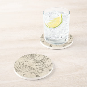 Dessous De Verre En Grès Carte vintage de la Caroline du Nord côtière