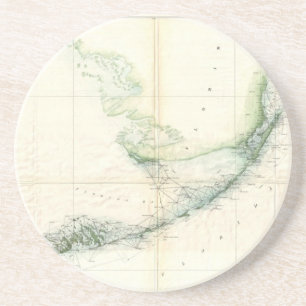 Dessous De Verre En Grès Carte vintage des Florida Keys (1859)