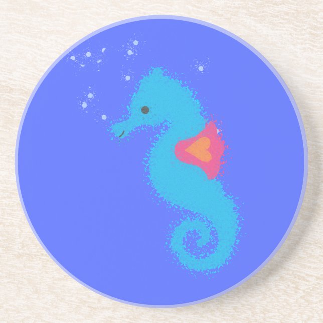 Dessous De Verre En Grès Carton bleu Seahorse (Devant)