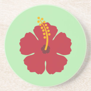 Dessous De Verre En Grès Cartoon rouge Hibiscus simple
