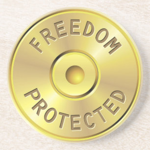 Dessous De Verre En Grès Cartouche de munitions d'une balle mise le feu,