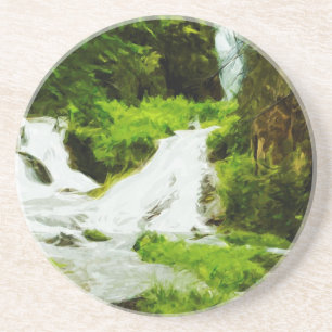 Dessous De Verre En Grès Cascade des bois en été Abstrait