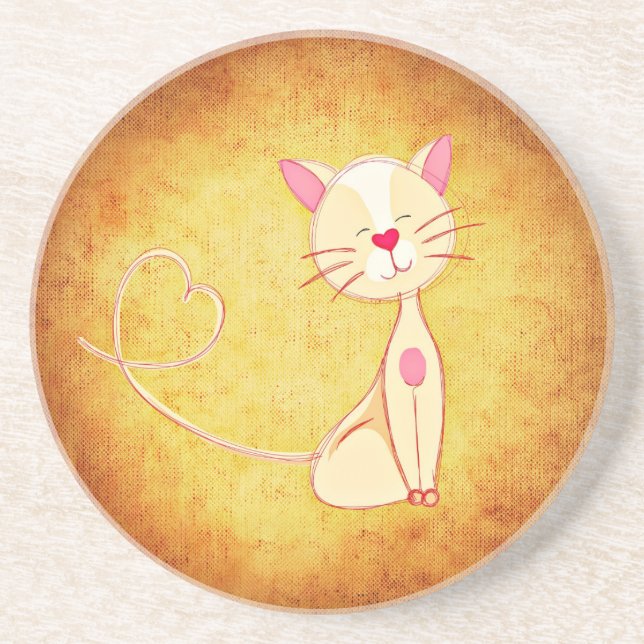 Dessous De Verre En Grès Cat joli caricature (Devant)