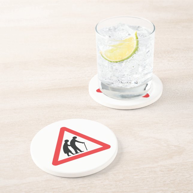 Dessous De Verre En Grès CAUTION Personnes ÂGÉES - VOYAGE UK (Côté)