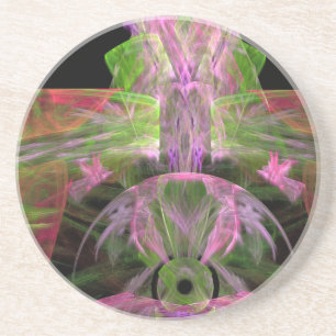 Dessous De Verre En Grès CD Plumes roses