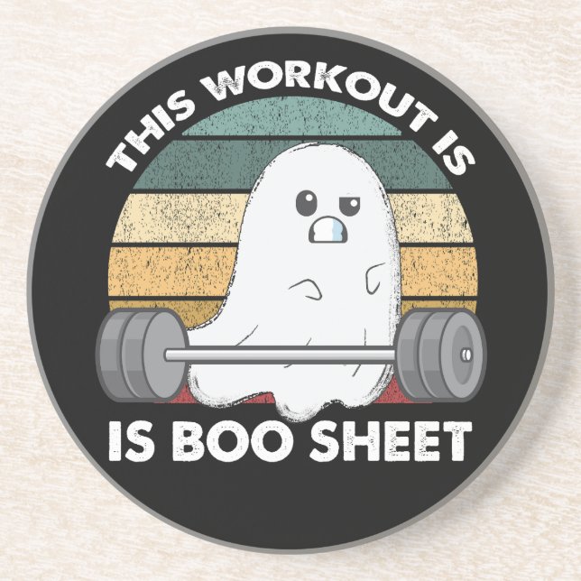 Dessous De Verre En Grès Ce travail est Boo Sheet Gym Ghost Halloween  (Devant)