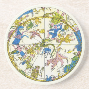 Dessous De Verre En Grès Céleste Vintage, Sphère Arabe, Constellations