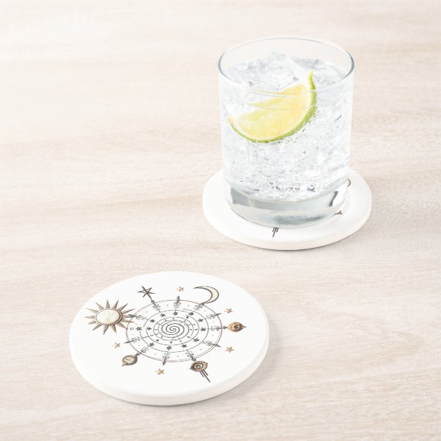 Dessous De Verre En Grès Celestial Sun & Moon Mandala Sandstone Coaster (Côté)
