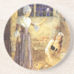 Dessous De Verre En Grès Cendrillon de conte de fée vintage avec Fairy Gomè